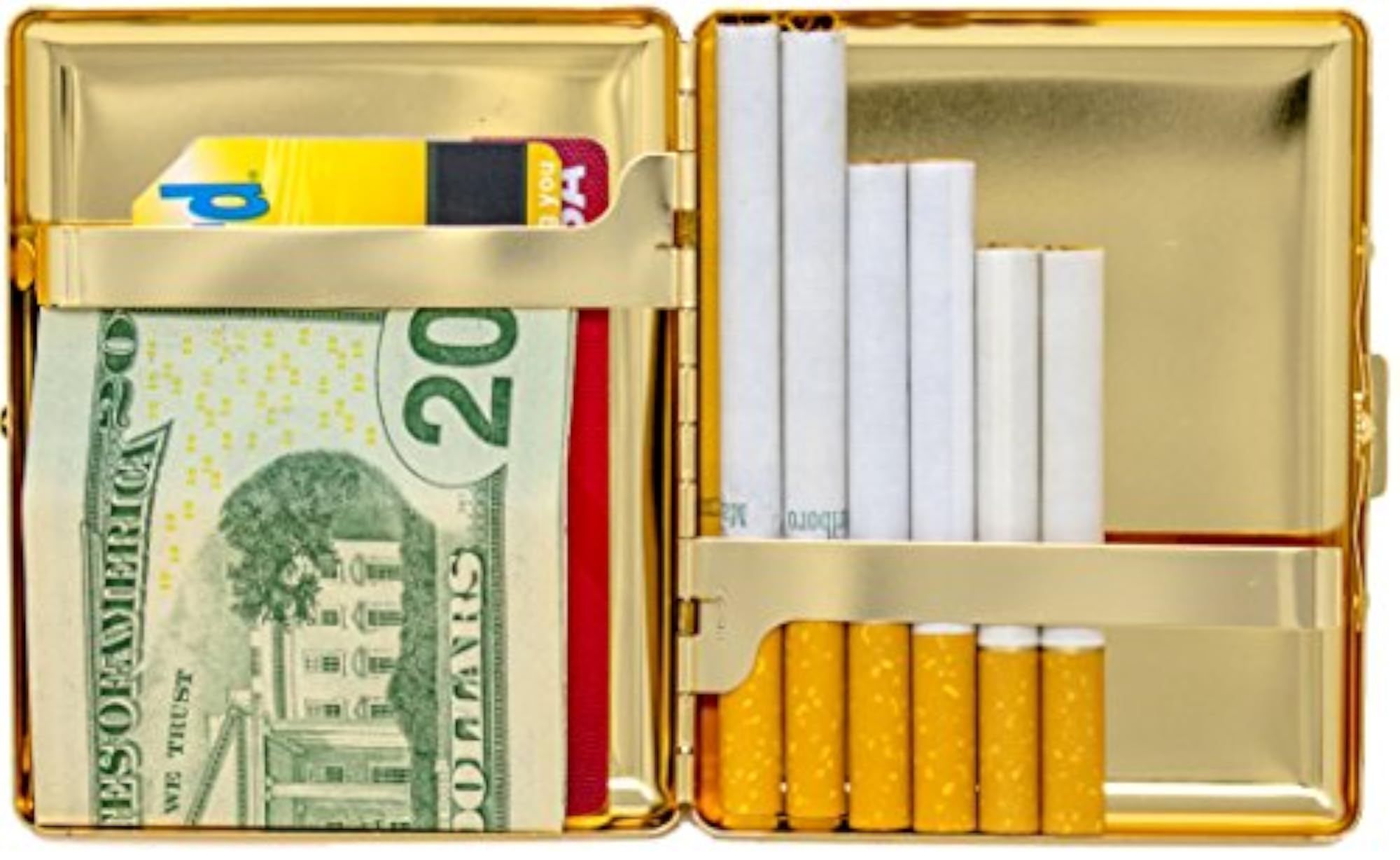 Set of 2 Metal-Plated Cigarette Case & Stash Box