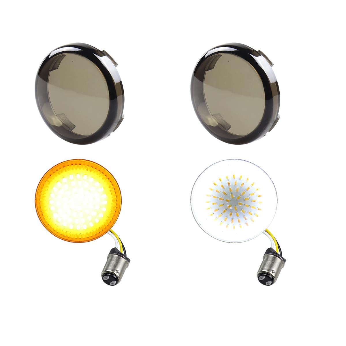 LIUJJYH 2 Inch Bullet 1157 Front LED Turn Signal Lights Motorcycle Running Light with smoked lens Compatible with 1986-2023 Harley Touring Dyna Softail Sportster Road King Street Glide Iron 883