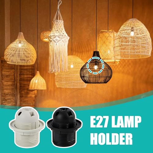2 PCS E27 Lamp Holder Double Ring Set, White Black Bulb Holders, Standard Screw Light Fittings For Table Floor Lamps - Image 5