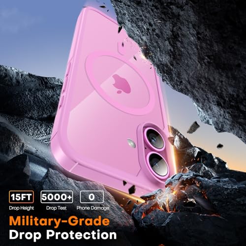 Image of TAURI for iPhone 16 Case, Compatible with MagSafe, Pink | with Screen Protector, Not-Yellowing Military-Grade Protection, Shockproof Slim Magnetic Case for iPhone 16
