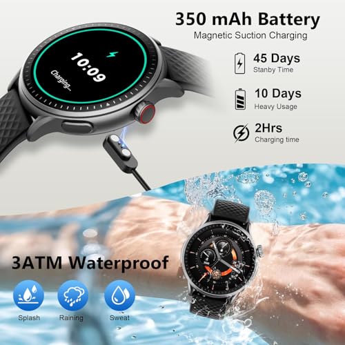 Image of Smart Watch for Men Women, 1.46'' AMOLED Ultra-HD Screen Fitness Tracker with Heart Rate /Sleep /SpO2 Monitor, Answer /Make Call, 3ATM Waterproof Smartwatch for iPhone /Samsung /Android, 110+ Sport Modes
