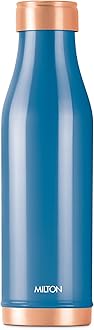 MILTON Copper Charge Water Bottle, 930 ml, Dark Blue | Lacquer Coating, Curved Bottle | Diwali | Festive | Gifting | Yoga | Home | Kitchen | Vedic