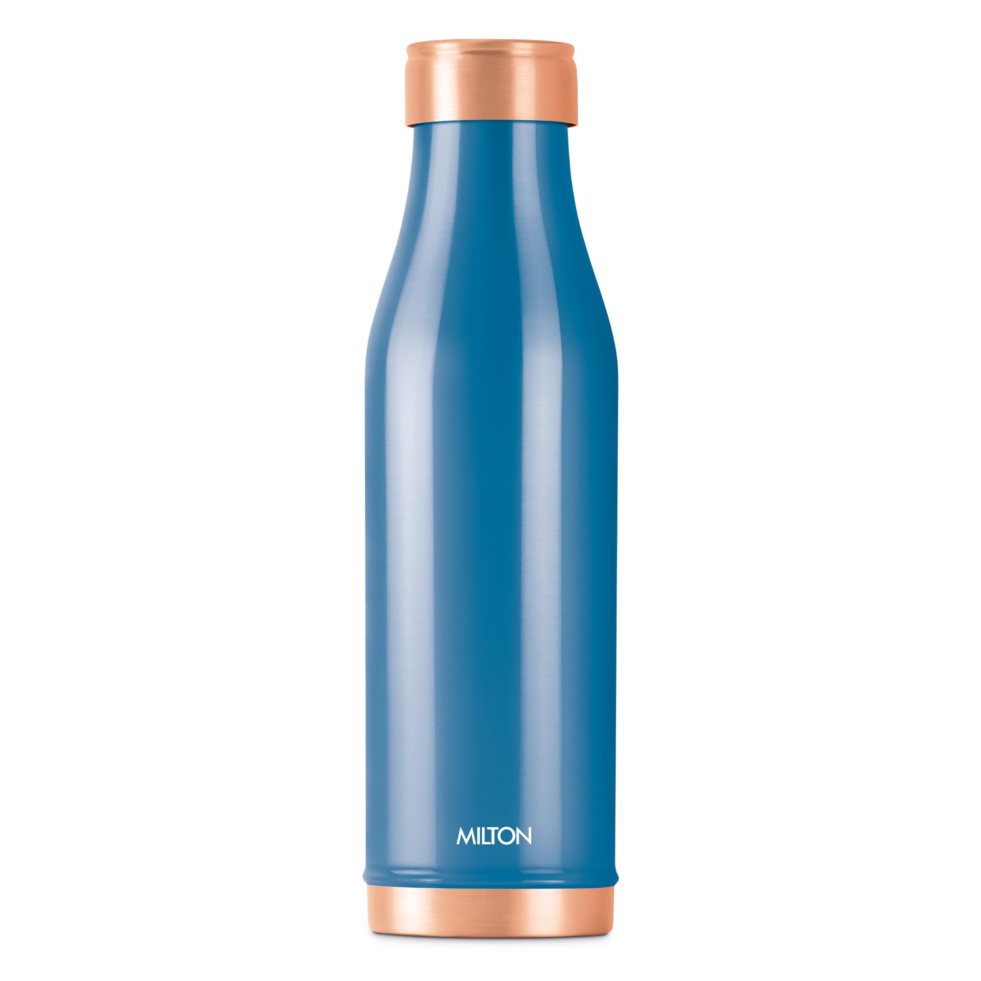 MILTONCopper Charge Water Bottle, 930 ml, Dark Blue | Lacquer Coating, Curved bottle | Diwali | Festive | Gifting | Yoga | Home | Kitchen | Vedic