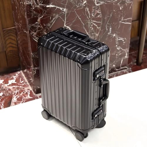 All Aluminum Magnesium Alloy Carry on Luggage with Wheels, Hard Shell All Metal Luggage Airline Approved Checked Carry on Suitcase, Hardside Suitcase Rolling Case for Business Travel (Black, 26 inch)2