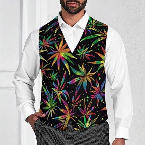 Colorful Weed Novelty Men's Suit Vest Casual Formal Dress Vests Business Waistcoat2