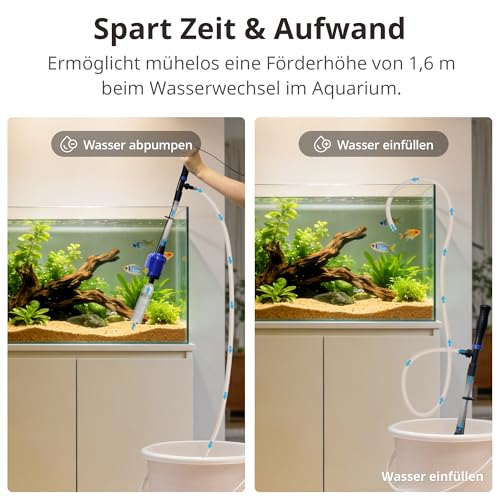 NICREW 3-in-1 Mulmsauger Elektrisch, Aquarium Reiniger für Kies und Sand mit Wasserwechsel, Zubehör für Mittelgroße und Große Aquarien, 16 W, 800 L/H