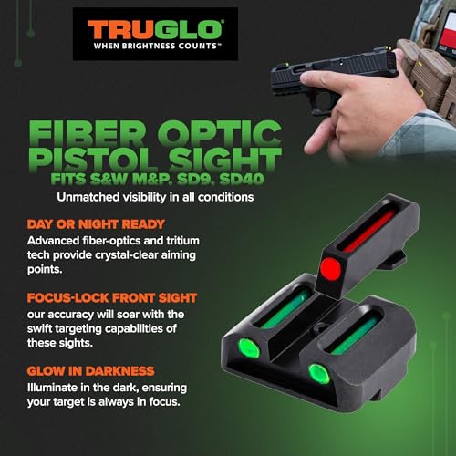 Image of TruGlo Fiber Optic Handgun Pistol Laser Sight Accessories Fits Most Smith and Wesson M&P