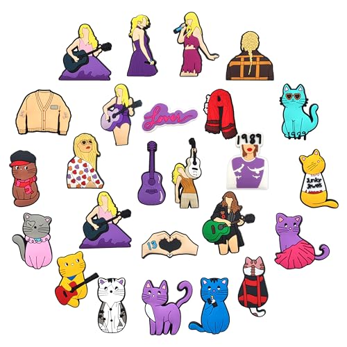 yiagofy 25Pcs Cute Shoe Charms for Girls Boys Kids Shoe Decoration Adults Teens Women with Buttons for Clog Sandals Birthday Party Gift