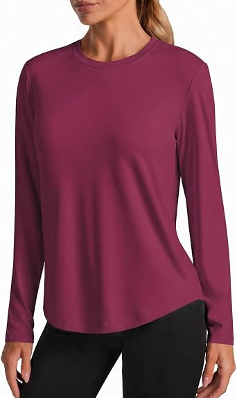 PINSPARK Soft Workout Tops for Women Long Sleeve Athletic Hiking Shirts