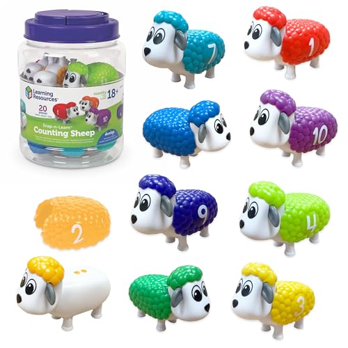 Image of Learning Resources Snap-n-Learn Counting Sheep - 20 Pieces, Ages 18+ Months, Counting and Sorting, Toddler Farm Animals Toys for Kids