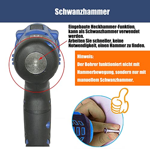 Akkuschrauber 21V mit 1 Akku, Akku-Schlagbohrschrauber set mit 2-Gang & LED-Arbeitslicht – Schnellladegerät – 18+1… – Bild 8