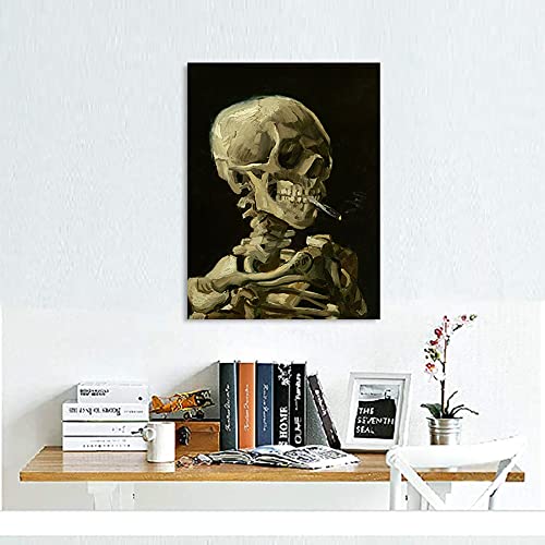 Vincent Van Gogh Canvas Wall Art Skull Of A Skeleton With Burning Cigarette Oil Paintings For Wall Decorations Van Gogh Canvas Prints Pictures Artwork Ready To Hang #TOP3