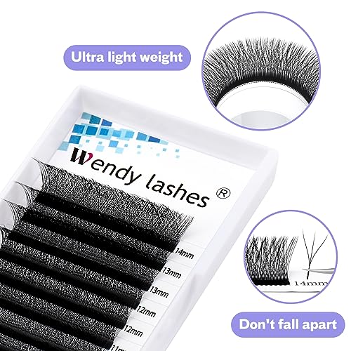 W Lash Extensions 3D Premade Fans Volume Lashes Mix8-14 0.07mm D Curl W-Shaped Lashes Refine Roots, Extend 3 Tips - Image 2