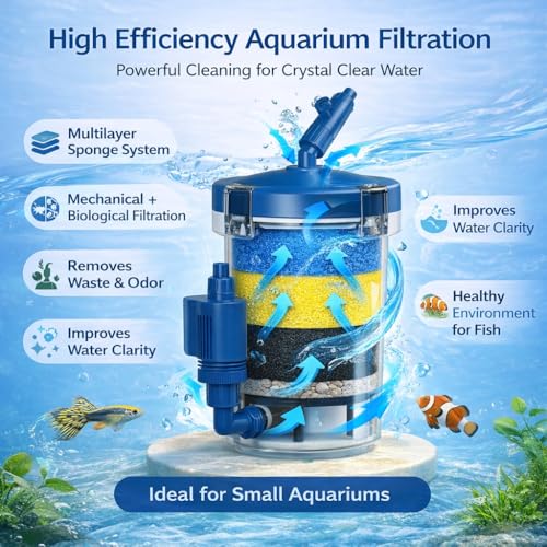 Image of VAYINATO YW-02B | 400L /H | 6W | Upto 3 Feet Fish Tanks, High Efficiency Aquarium External Canister Filter | Adjustable Flow Control | Multilayer Filtration System