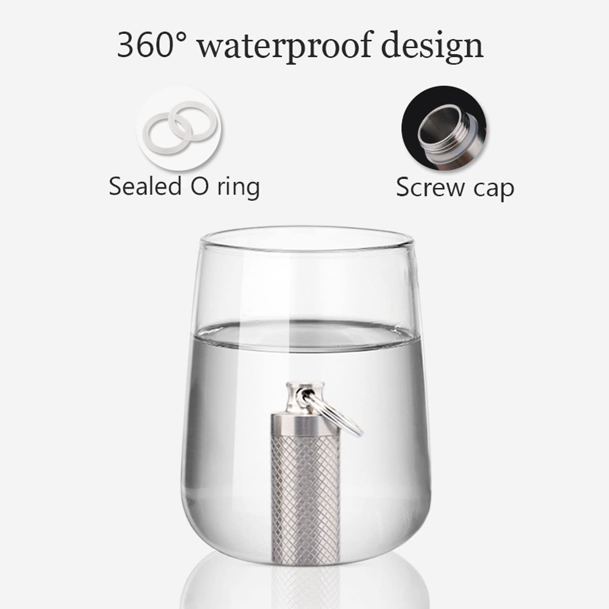 EDC Pill Container Titanium, Waterproof Keychain Pill Holder, bpa Free Pill case Portable Travel Daily Hide Secret Pill fob Capsules Bottles Carrier for Outdoor Camping Purse or Pocket