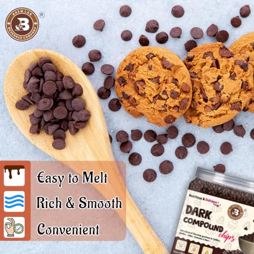 Image of Brew Lab Pure Dark Chocolate Chips for Cake toppings Cooking & Baking Chips for Cakes, Cookies, Brownies, Muffins, Pancakes | Choco Chips Decoration & Baking-250 gm