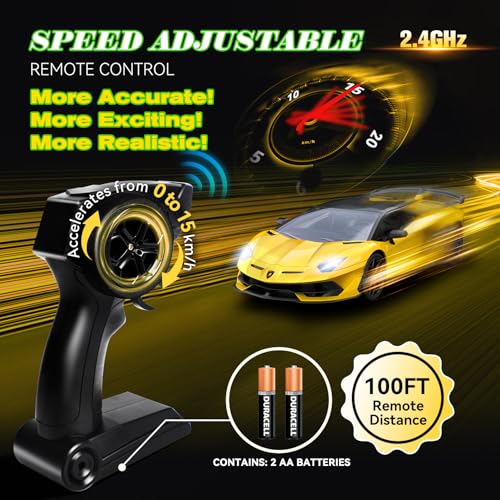 Lamborghini Remote Control Car, Officially Licensed 1:14 Lambo RC Car for Boys Girls Birthday Gift, Yellow Toys for 3 4 5 Years Old(Yellow) - Image 6