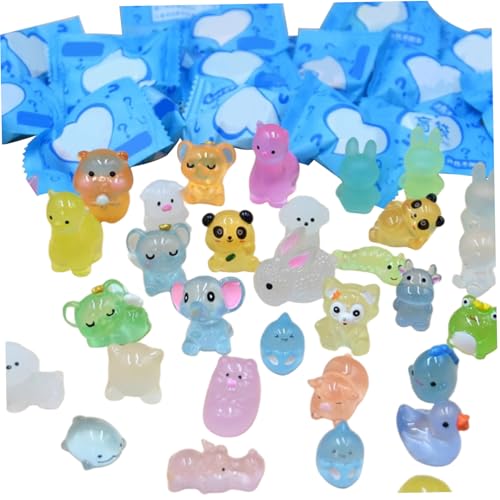 Mini animales de resina que brillan en la oscuridad, mini animales de resina que brillan en la oscuridad, 100 piezas bolsa misteriosa luminosa para jardín de hadas, micropaisaje