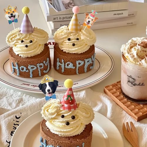 Axvxby 48 Stück Kuchen Topper, Hund Geburtstagskuchen Kuchen Topper, Kuchen und Cupcake Topper, Haustier Geburtstag für Party Dekoration