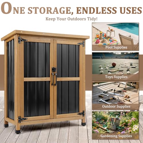 Image of PetsCosset Small Weatherproof Outdoor Storage Cabinet with Lockable Doors