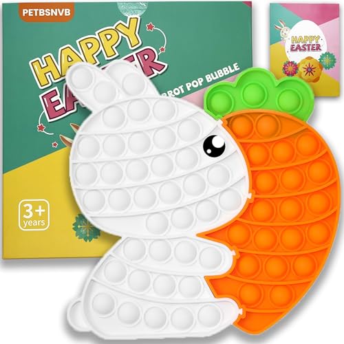 Easter Bunny Poppers, Bunny Carrot Pop Bubble Fidget Sensory Toy, Puzzle Popper, Easter Gifts for Kids,Toddler, Easter Basket for Toddlers Girl, Easter Toys, Stocking Easter Basket Stuffers (White)