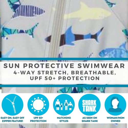Image of SwimZip UPF50+ Boys Swim Shirt, Long Sleeve One Piece Kids Sunsuit