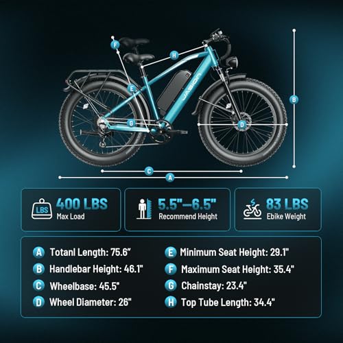 Image of Jasion EB5 MAX /Ultra Electric Bike for Adults with 2000W /2500W Peak Motor, 48V 15Ah (720Wh) /52V 20Ah Battery Electric Mountain Bike, 26'' x 4'' Fat Tire Ebike, 28+MPH Speed, Cruise Control