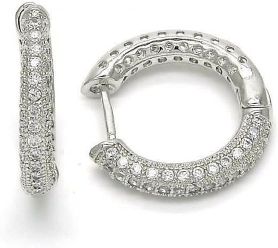 Lulu Rose Couture "Demi" Micro Pave Huggie Earrings Sophisticated Cubic Zirconia Dimoand Clip-on Closure Hoop Earlobe - Perfect Women's Surprise | Sterling Silver