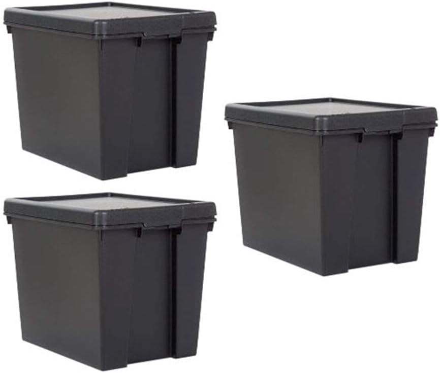 Wham Bam 100% Recycled Super Strong Impact Resistant Black Re-Usable Storage Boxes With Lids 24 Litre 38.5 x 29 x 31.5cm (1 Box)