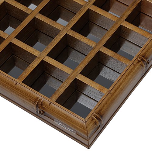 CAIXA DE MADEIRA PARA 20 CÁPSULAS TRÊS CORAÇÕES COM ESPELHO BAMBU 27,5X22X4cm