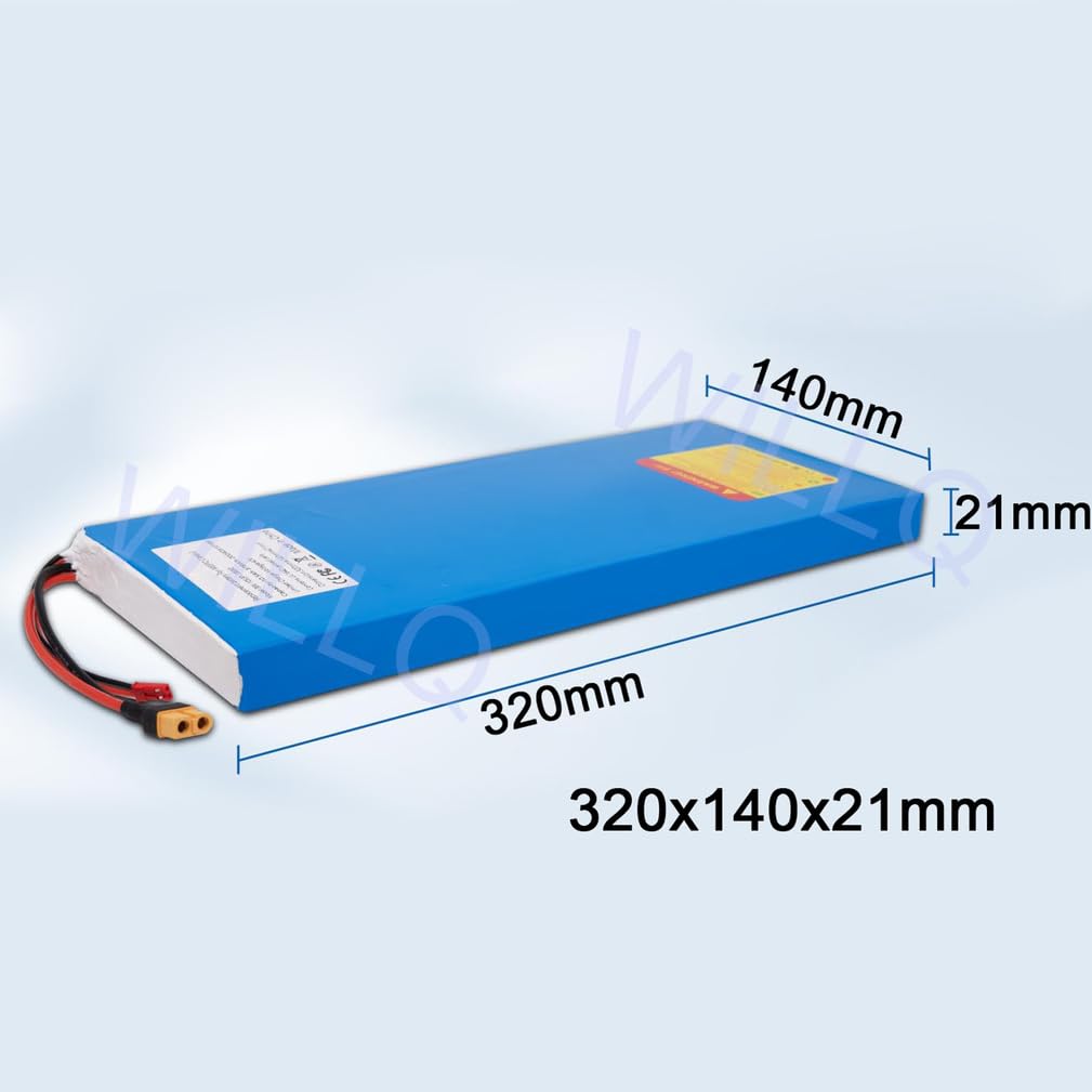 Batteria litio 36V 10,5Ah pacco batteria ricambio per skateboard elettrico | Batterie per scooter da 36 Volt, con connettori JST e XT30, involucro in PVC blu, facili da installare e rimuovere.
