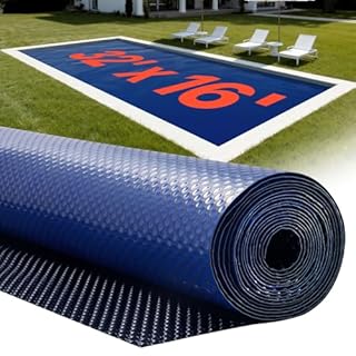 VEVOR Solar Pool Cover, 32 x 16 ft Pool Bubble Cover, 16 Mil Pools Solar Blanket with Dual Heat-Locking Air Layer for Pools, Daytime Heat Absorption, Nighttime Heat Retention, Blue & Silver, Cuttable