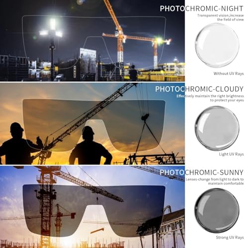 Transition Photochromic Safety Glasses For Men Women Wrap Around Safety glasses with Anti bluelight UV Protection