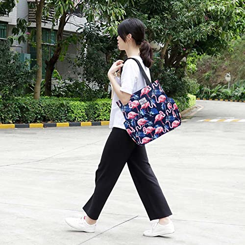 Image of KAMO Floral Tote Bag - Waterproof Lightweight Handbags Travel Shoulder Bag for Hiking Yoga Gym Swimming Travel Beach