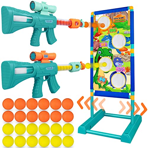 Image of Bottleboom Shooting Game Toys for Boys Age 5 6 7 8 9 10+ Years Old,Foam Popper Guns for 2 Player,Electric Shooting Target & Air Blaster with 24 Foam Bullet Balls Birthday Gift for Kids Girls