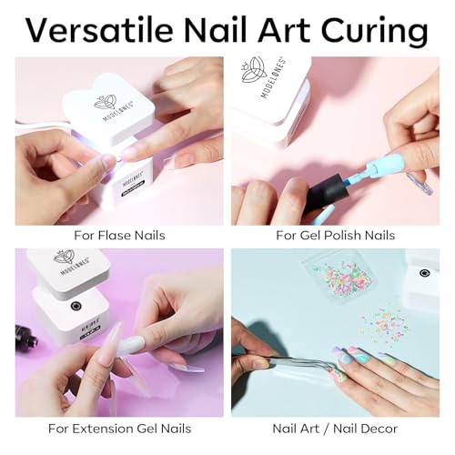 Image of Modelones Mini UV Light for Gel Nails Flash Curing 2 Timers Milky White