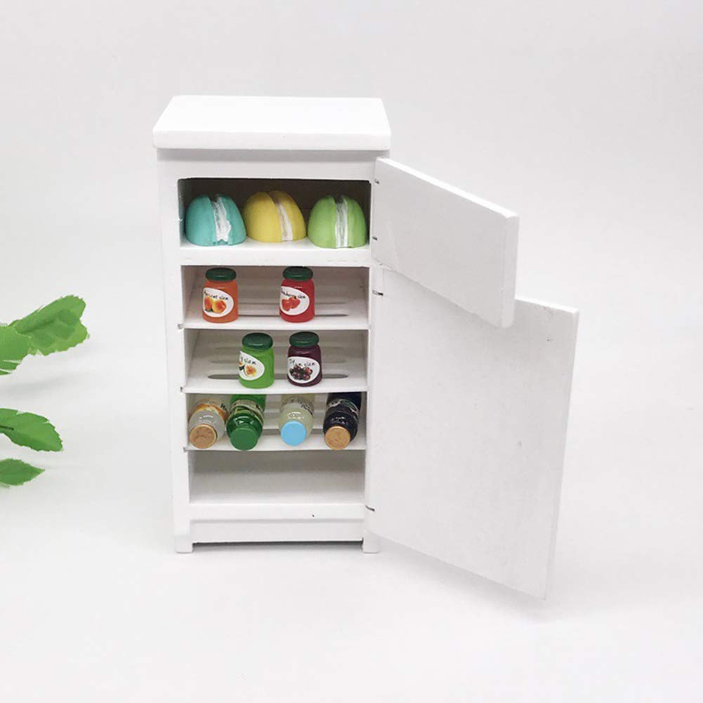1:12 White Mini Refrigerator Excellent Furniture Model Kitchen Accessory