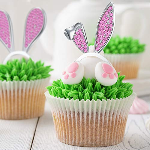8 Pieces Easter Bunny Napkin Rings Napkin Ring Holders Diamond Rhinestone Ear Shape Napkin Ring Metal Napkin Holders For Easter Party Banquet Dinner Spring Table Decoration #TOP5