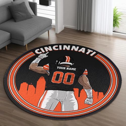 Cincinnati Football Rug with Custom Name & Number