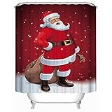 CHICHIC 71x71-Inch Santa Polyester Water-Repellent Antibacterial Shower Curtain