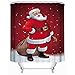 CHICHIC 71x71-Inch Santa Polyester Water-Repellent Antibacterial Shower Curtain