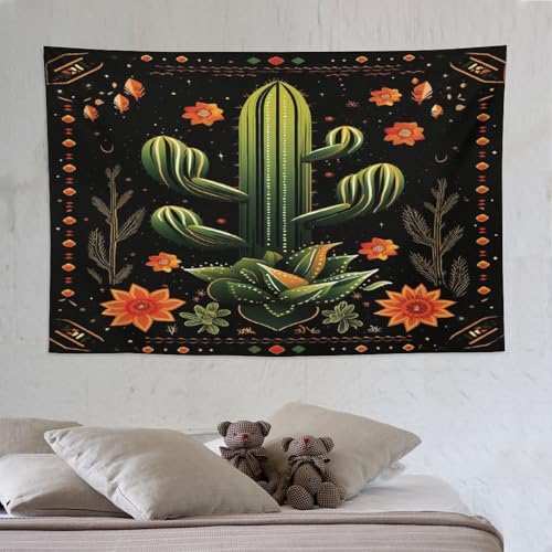 Tapisserie murale cactus 150x230cm grand format imprimée 3D