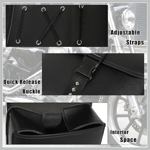 Par de alforjas laterales universales para motocicleta, bolsas de herramientas con cierres de liberación rápida, color negro, 10,24" x 4,33" x 9,45" miniatura 5