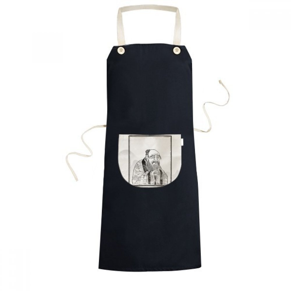 Tablier de cuisine taoïste fini noir avec poche et sangle ajustable