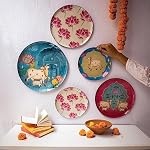 RITUALISTIC Pastel Pichwai Iron Wall Plates- Set of 5 (Multicolor) | Wall Arts for Home Decoration, Living Room, Bedroom, Office Decor | Aesthetic Room Decor Items | Wall Hanging Showpiece - Image 2