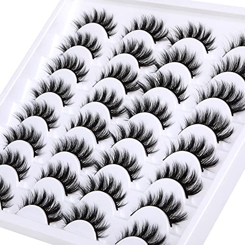 Jimire Faux Mink Lashes Natural Look Fluffy Wispy Cat Eye False Eyelashes For Makeup Lightweight Handmade Lashes Pack 16 Pairs #TOP3