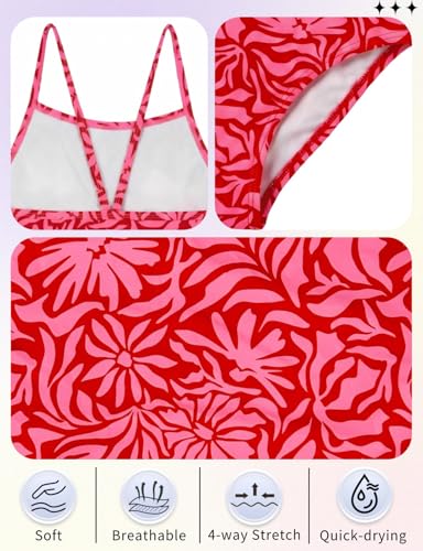 Image of weVSwe Baby Girl Swimsuit One Piece Swimsuit Cute Toddler Girls Sleeveless Bikini Kids 2-10 Years