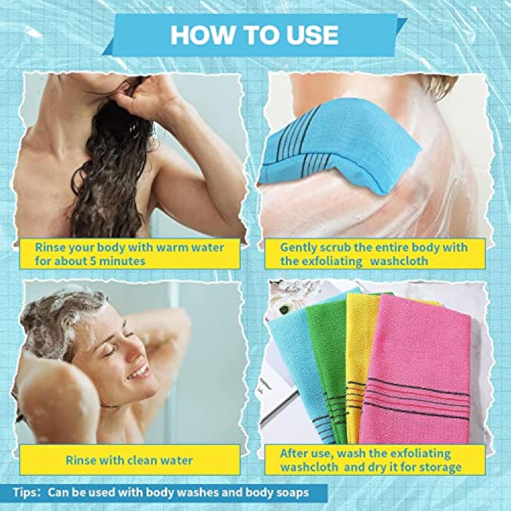 Korean Beauty Exfoliating Bath Scrub Gloves, 2 Pcs