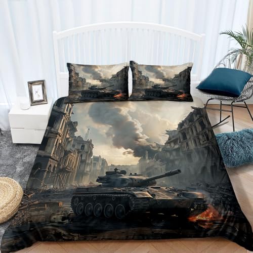 Housse de couette militaire avec fermeture éclair pour lit double sans glisse - 3