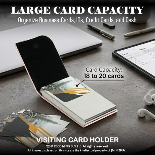 Image of Mini2buy Customized Name Engraved Card Holder for Credit, Debit, ATM, and Business Visiting Cards from Premium Stainless Steel Size Ideal for Personal use or Corporate Gifting (Pink)